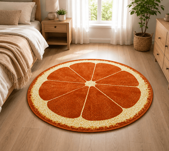 Round Orange Rug